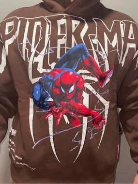 Civil Regime x Spider-Man Graphic Hoodie in Brown and Red Mens M NWT